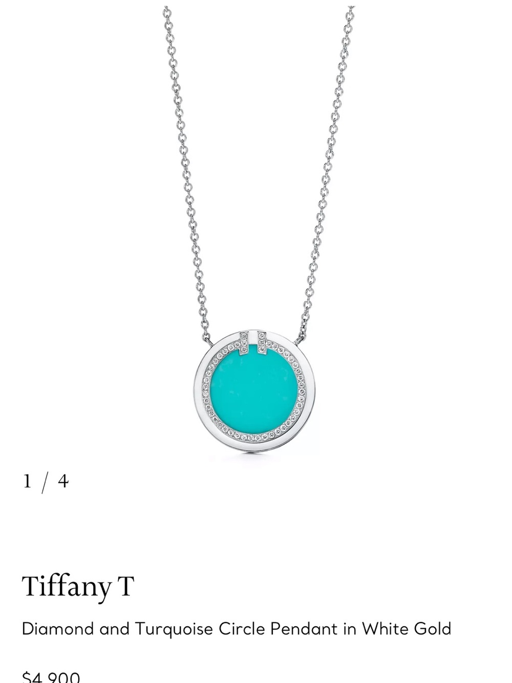 Diamond and Turquoise Circle Pendant in White Gold